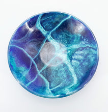 'Okeanos' - Blue, aqua & white kiln formed glass bowl - 16cm