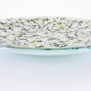 Isla Contoy - White & Green Kiln Formed Glass Bowl- 43cm