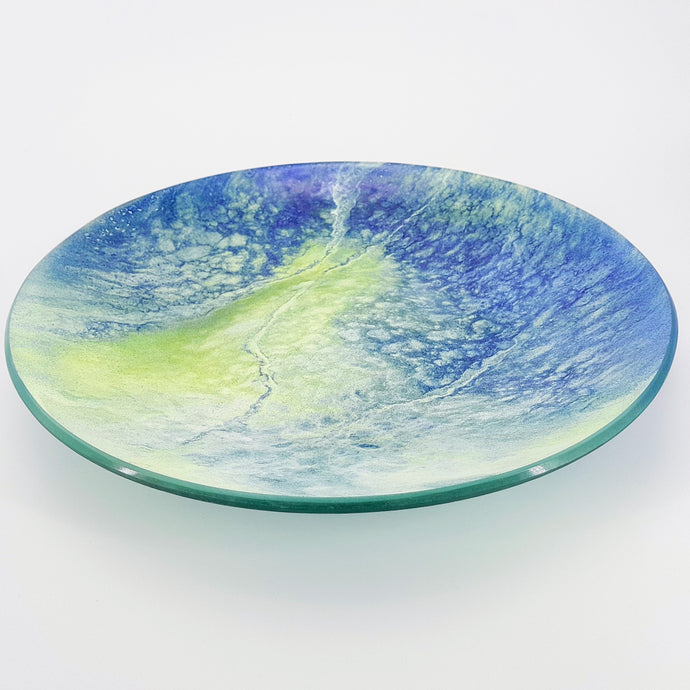 Gaia - Blue, Green & White Kiln Formed Glass Bowl - 43cm