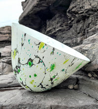 'Isla Contoy' - Fused glass vessel in white and green
