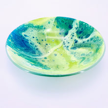 'Eden' - Green and blue kiln formed glass bowl - 23cm