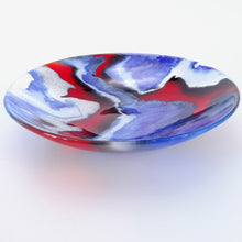 'Jubilee' blue, white & red fused glass bowl - 30cm