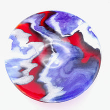 'Jubilee' blue, white & red fused glass bowl - 30cm