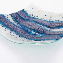 Interactions - Blue & white kiln formed glass bowl - 38cm