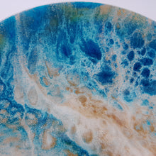 'Drift' - Amber, blue & white kiln formed glass bowl - 23cm