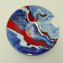 'Jubilee' blue, white & red fused glass bowl - 23cm