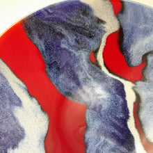 'Jubilee' blue, white & red fused glass bowl - 23cm