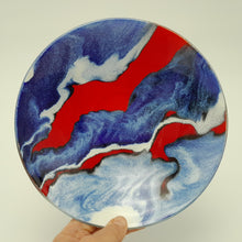 'Jubilee' blue, white & red fused glass bowl - 23cm