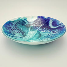 'Okeanos' - Blue, aqua & white kiln formed glass bowl - 30cm