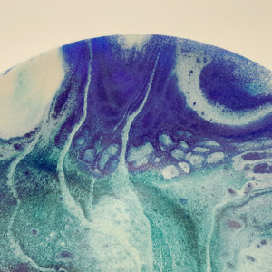 'Okeanos' - Blue, aqua & white kiln formed glass bowl - 30cm