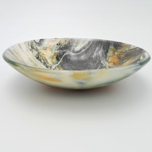 'Zulu Dawn' - 16cm Amber, black & white bowl