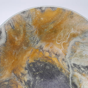 'Zulu Dawn' - 16cm Amber, black & white bowl