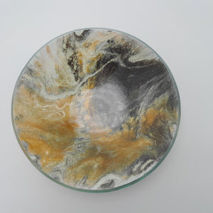 'Zulu Dawn' - 16cm Amber, black & white bowl