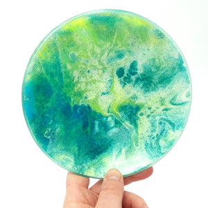 'Eden' - Green and blue kiln formed glass bowl - 16cm