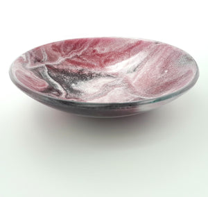 'Eros' - Pink, violet & white kiln formed glass bowl - 16cm