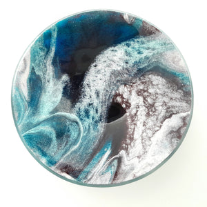 'Morpheus' - Blue, violet & white kiln formed glass bowl - 16cm