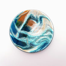 'Drift' - Amber, blue & white kiln formed glass trinket dish - 11cm