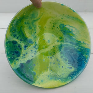 'Eden' - Green and blue kiln formed glass bowl - 23cm