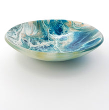 'Drift' - Amber, blue & white kiln formed glass bowl - 16cm