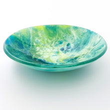 'Eden' - Green and blue kiln formed glass bowl - 16cm