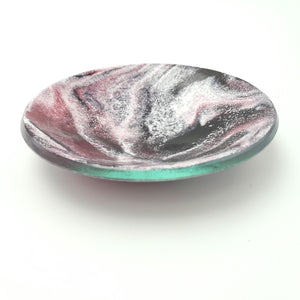 'Eros' - Pink, violet & white kiln formed glass bowl - 11cm